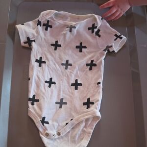 Cloud Island White and Black Plus Sign Bodysuit